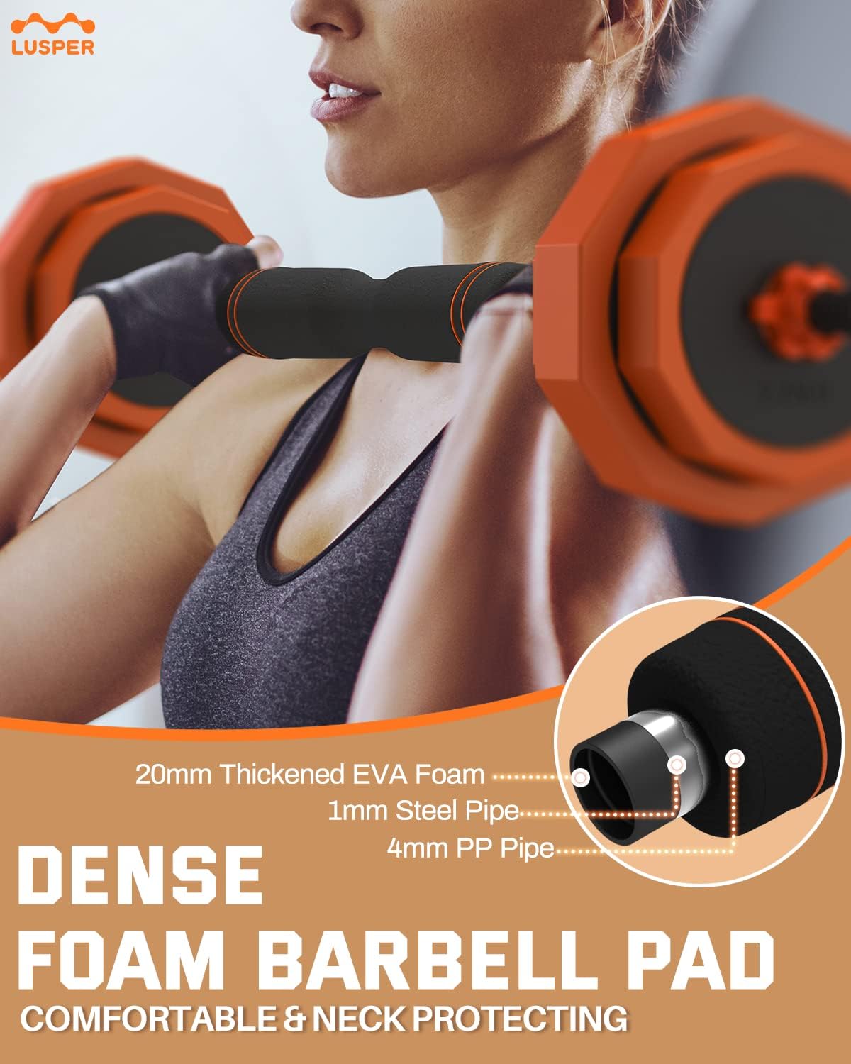 Lusper Adjustable Weights Dumbbells Set, 44LB/55LB/66LB Free Weights, 3 in 1 Mutiweight Dumbbell/Barbell/Kettlebell with Connector, Versatile Weight Set for Home Gym