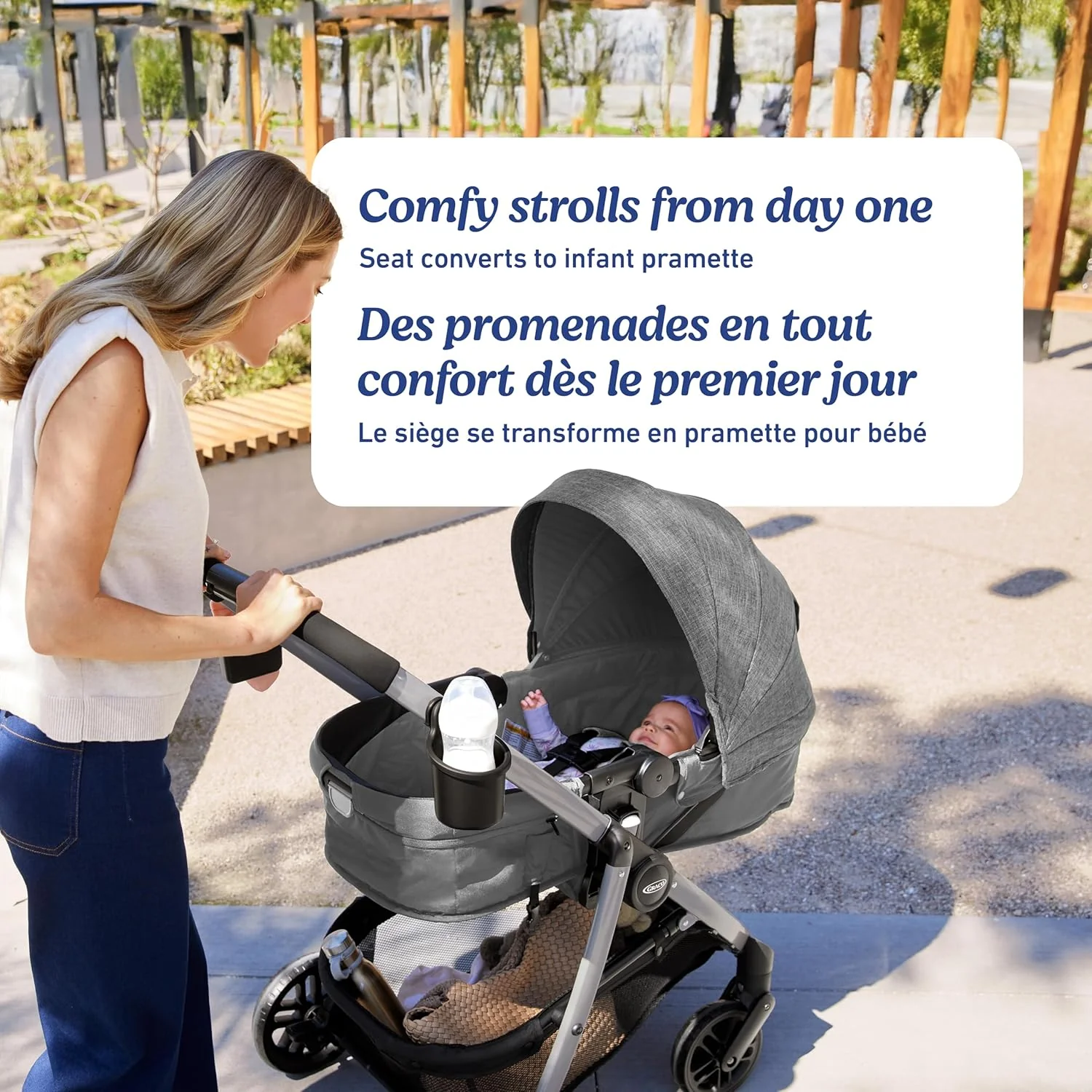 Graco Modes Pramette Travel System, 3-in-1 Baby Stroller and Car Seat Combo with SnugRide SnugLock 35 Infant Car Seat, Rear-Facing from 1.8-16 kg (4-35 lb), Ellington