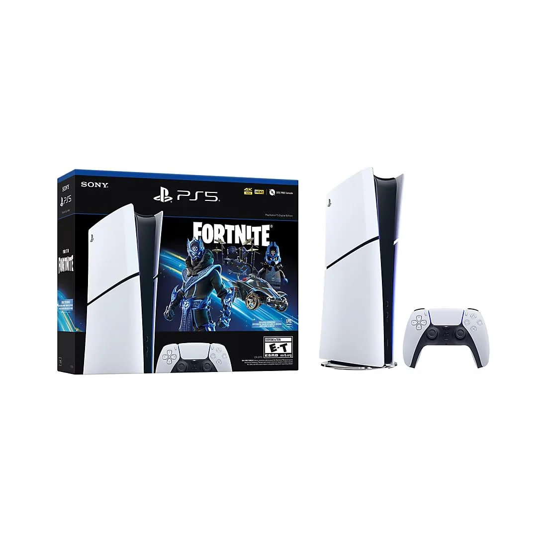PlayStation 5 Slim Upgraded 2TB Digital Edition Fortnite Cobalt Star Bundle and Controller Charger - White, 2TB PCIe SSD Upgraded Slim PS5 Gaming Console [playstation_5] [video game] [video game] [video game]