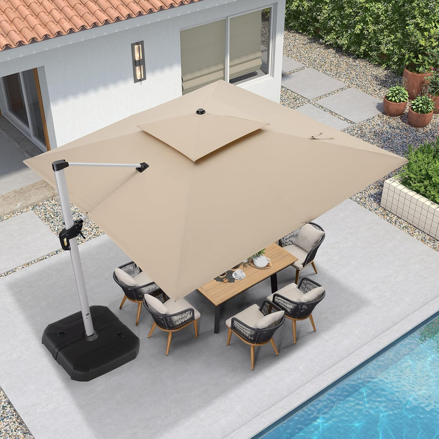 14pieds Solar-powered LED parasol