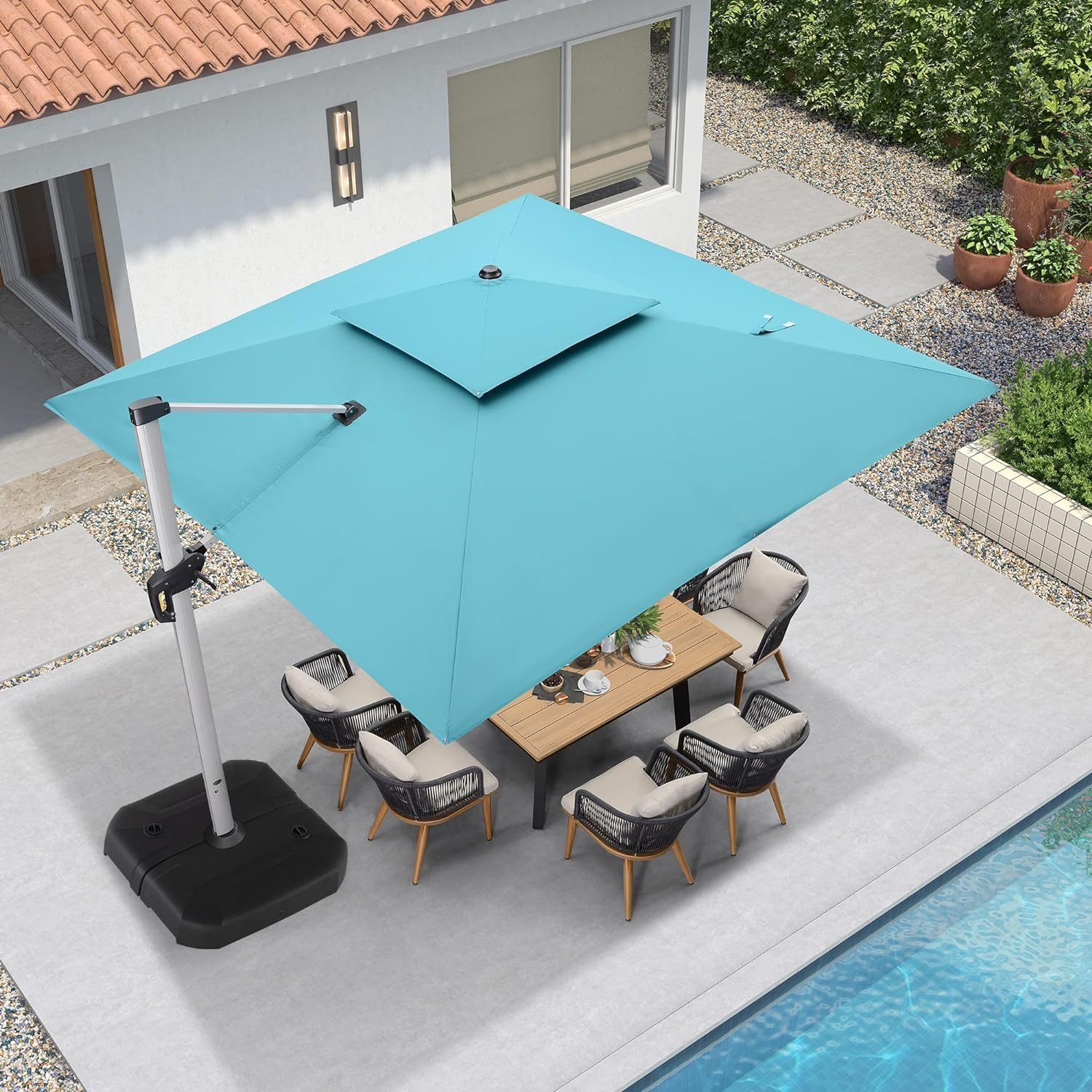 14pieds Solar-powered LED parasol