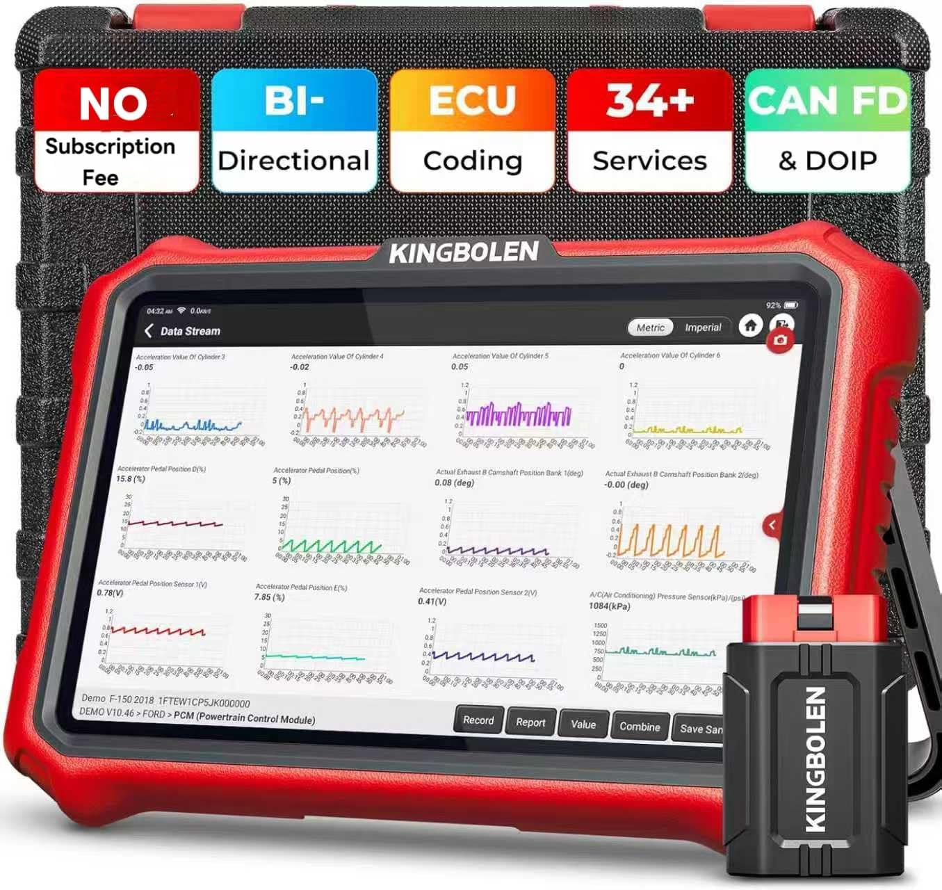 KINGBOLEN K8 Pro OBD2 Scanner Bluetooth 2025 Bidirectional Scan Tool with Lifetime Update(New Model) 8'' All System Diagnostic Tool, ECU Code, 34+ Reset, CANFD&DOIP, V.A.G Guide, FCA AutoAuth