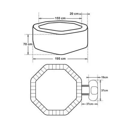 Spa gonflable octogonal NetSpa Python - 5/6 personnes - 1.95m x 1.95m x 70cm