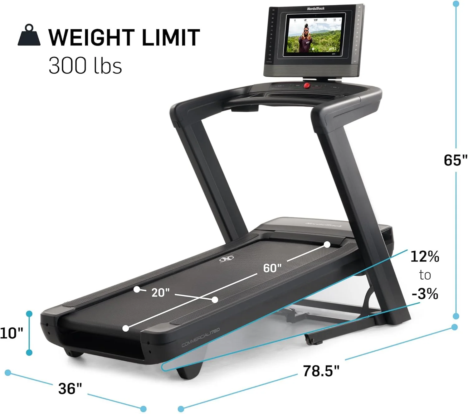 NordicTrack Commercial Series 1750; iFIT-Enabled Treadmill for Running and Walking with 14” Pivoting Touchscreen