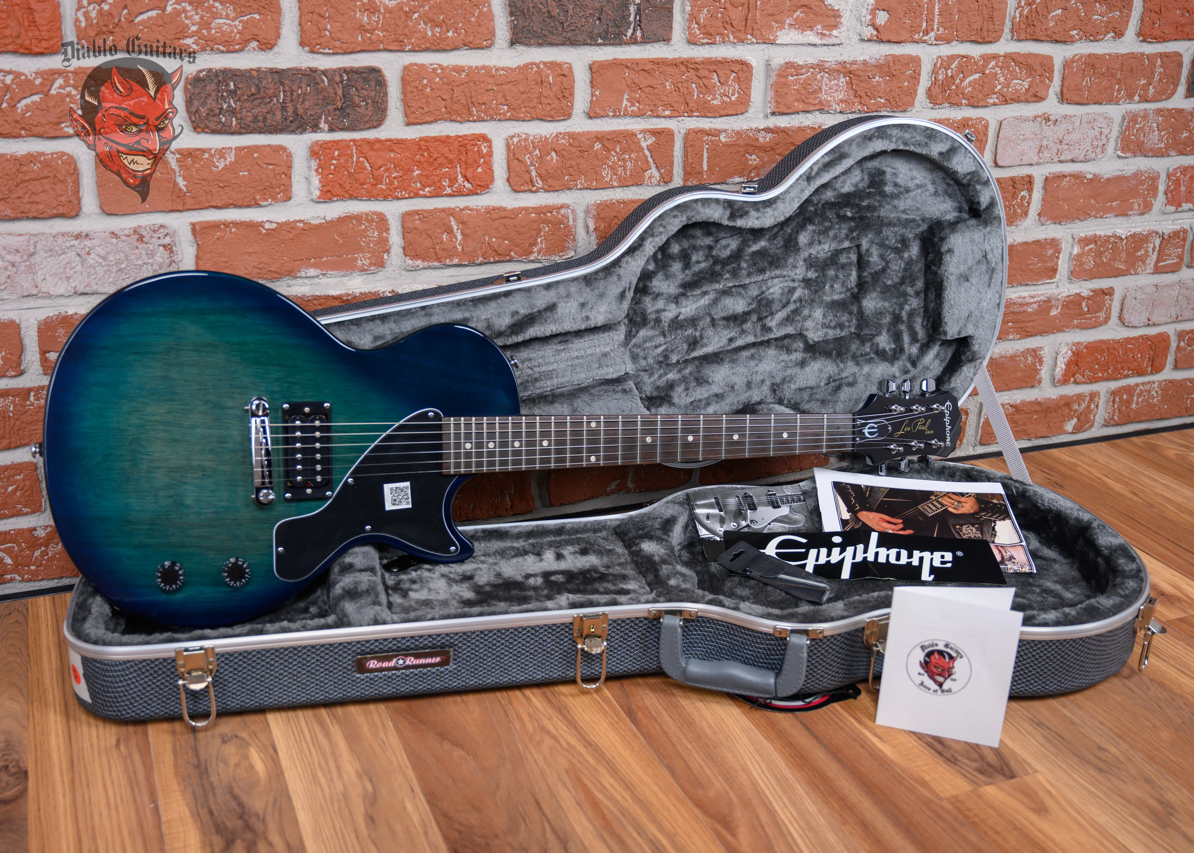 Epiphone Les Paul Jr. Transparent Blue Burst 2015 w/OHSC