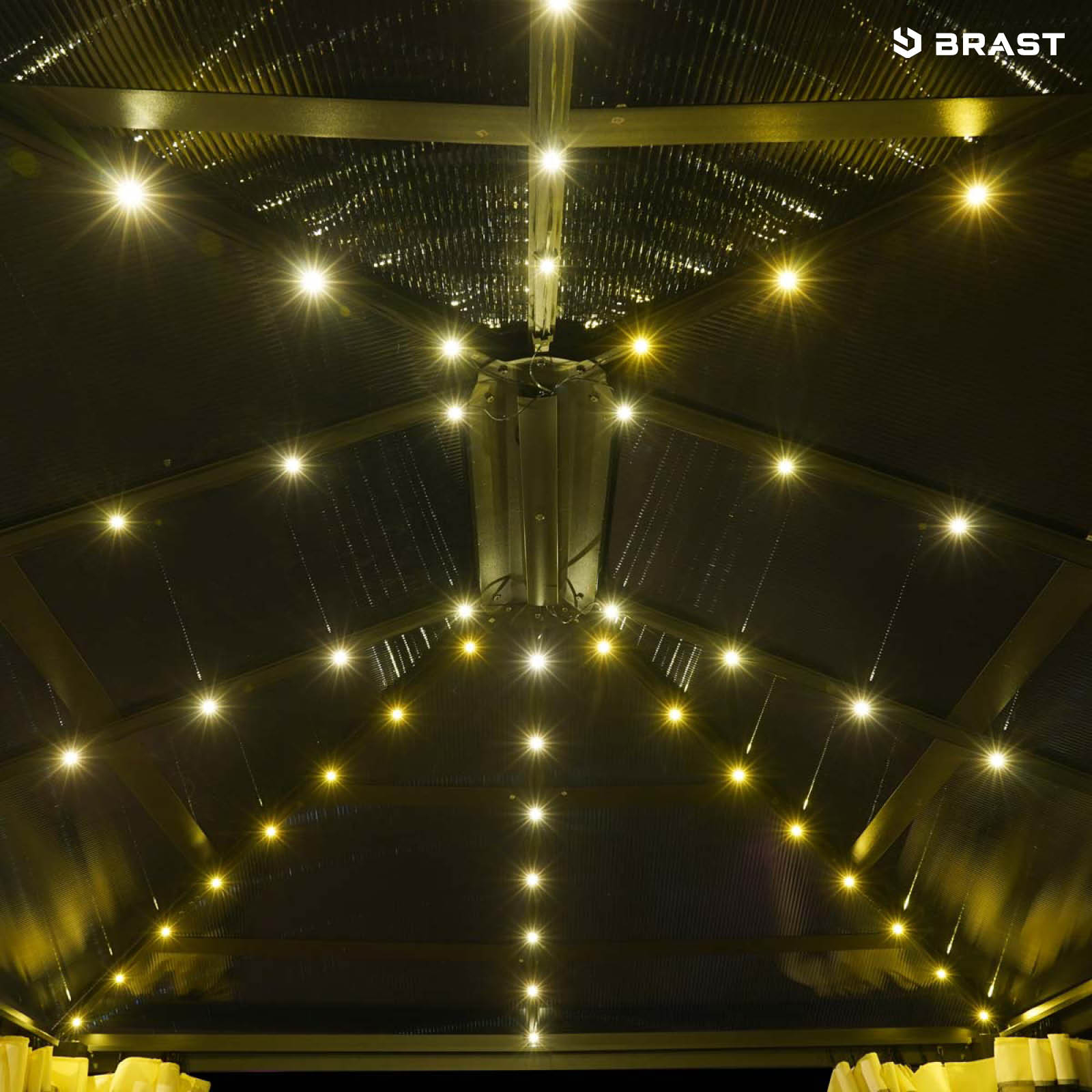 BRAST Alu-Pavillon PREMIUM 3,6x4,8m beige inkl. LEDs