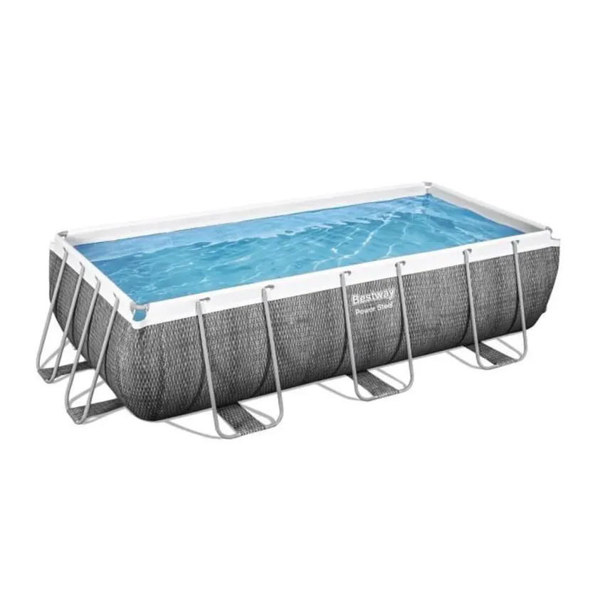 Kit Piscine hors sol tubulaire BESTWAY Power Steel 404 x 201 x 100 cm - Rectangulaire (Avec filtre &agrave; cartouche, &eacute;chelle)
