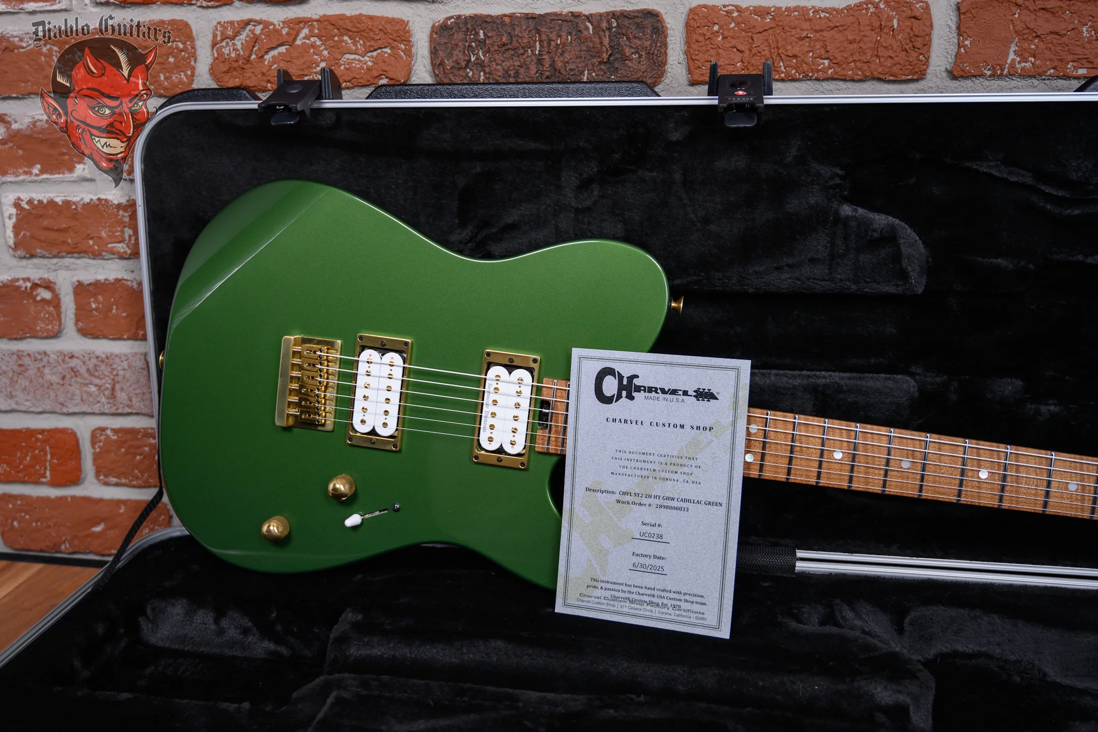 Charvel USA Custom Shop San Dimas Style 2 2H HT GHW Cadillac Green 2025 w/OHSC