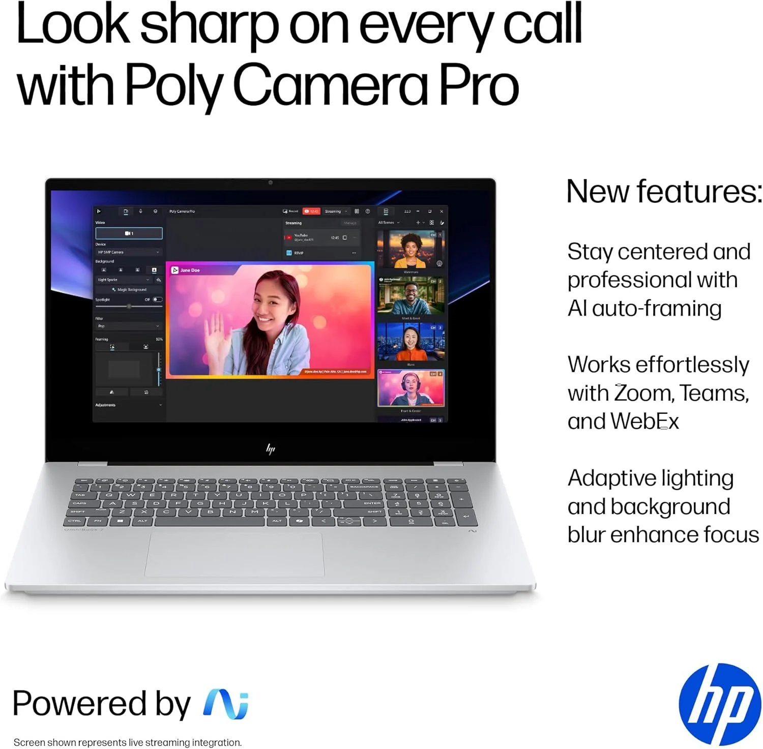 HP OmniBook 7 17.3 inch Next Gen AI PC, FHD Touchscreen Display, Intel Core Ultra 7 256V, 16 GB RAM, 1 TB SSD, Intel Arc 140V GPU, Windows 11 Home, Copilot+ PC, Glacier Silver, 17-dc0000nr