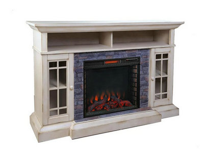 Bennett Infrared Electric Fireplace TV Stand in Farmhouse Ivory