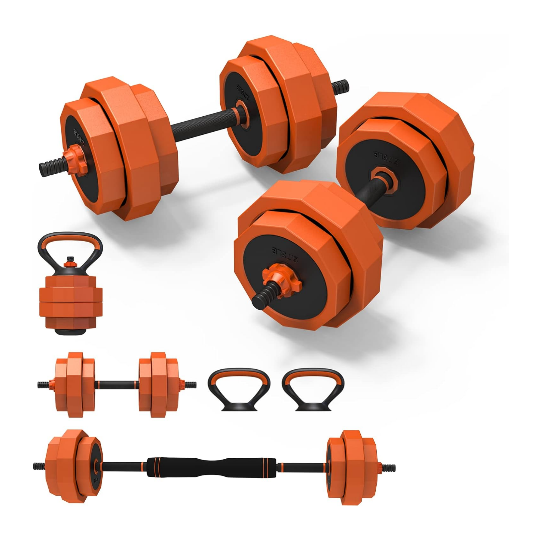 Lusper Adjustable Weights Dumbbells Set, 44LB/55LB/66LB Free Weights, 3 in 1 Mutiweight Dumbbell/Barbell/Kettlebell with Connector, Versatile Weight Set for Home Gym