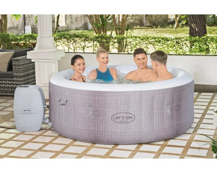 BESTWAY Spa gonflable Lay-Z-Spa® Cancun Airjet™ rond 2 à 4 personnes, 180 x 66 cm, 120 jets d'air