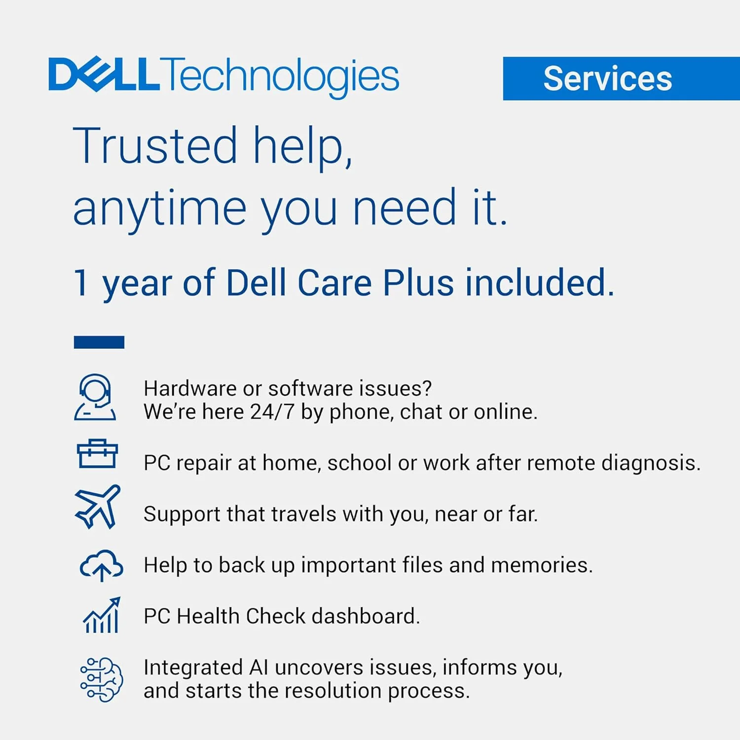 Dell 16 Laptop DC16256-16.0-inch 16:10 FHD+ 300nits Display, AMD Ryzen 7 250, AMD Radeon Graphics, 16GB Memory, 1TB SSD, Backlit English Keyboard, 1 Year Dell Care Plus Service and Accidental Damage