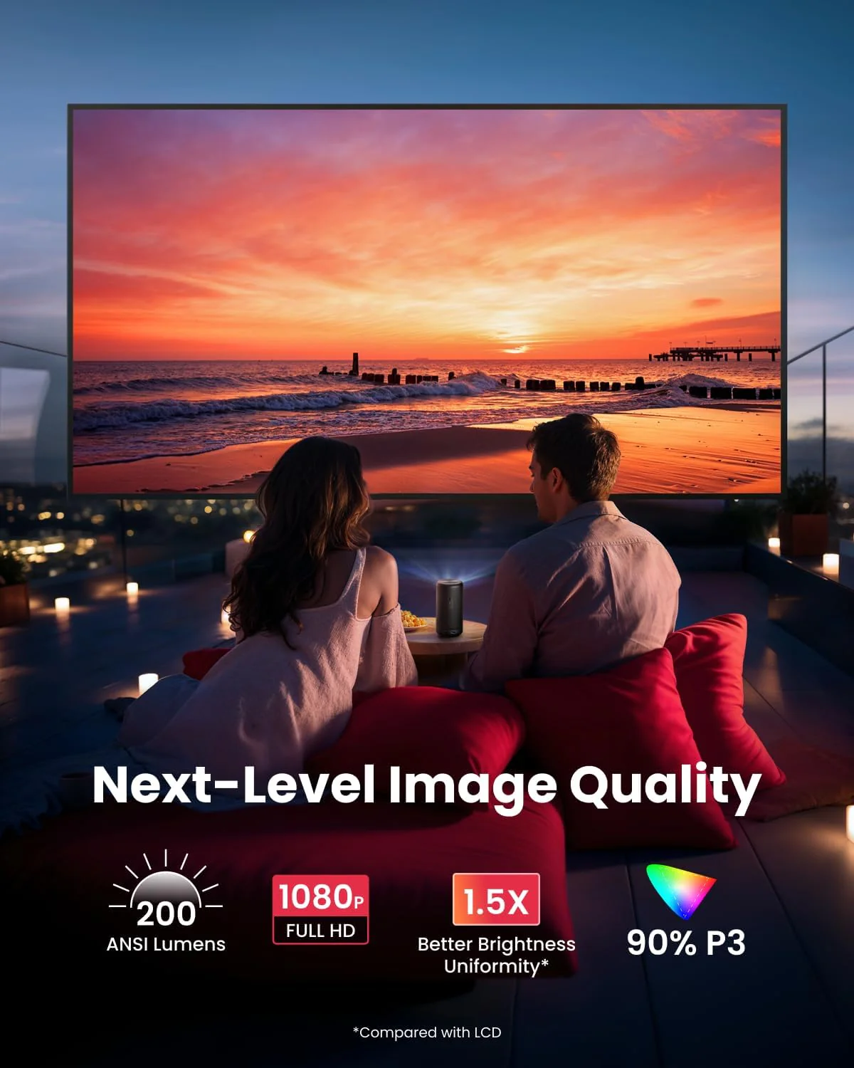 NEBULA Capsule 3 GTV Outdoor Projector, Netflix Officially Licensed, 1080P Smart Mini Projector with Wi-Fi, 2.5 hrs Battery, 120-Inch Display, Dolby Digital, Ultra Portable for Any Space