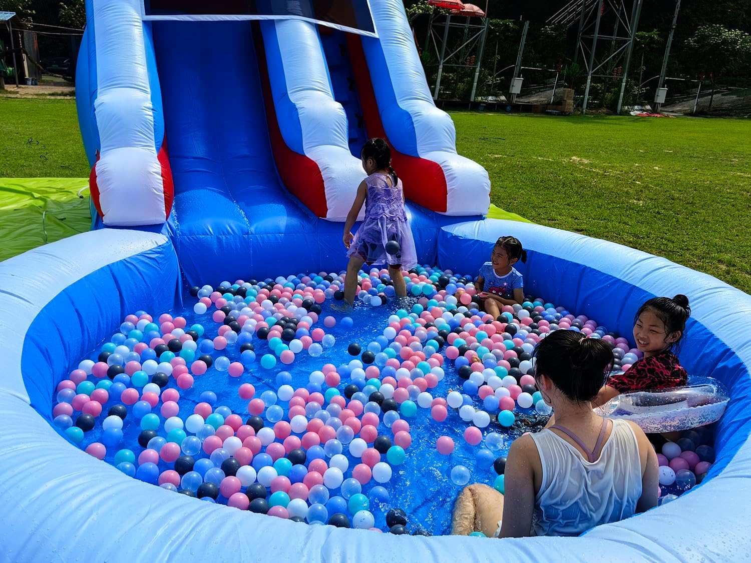 24FT(L) Commercial Grade Water Slide for Kids Adults, (Heavy Duty Full PVC) (Big Airtight Splash Water Pool), (1100w Blower), Inflatable Waterslide for Backyard, Ocean Outdoor Slide Park, 24x13x12ft