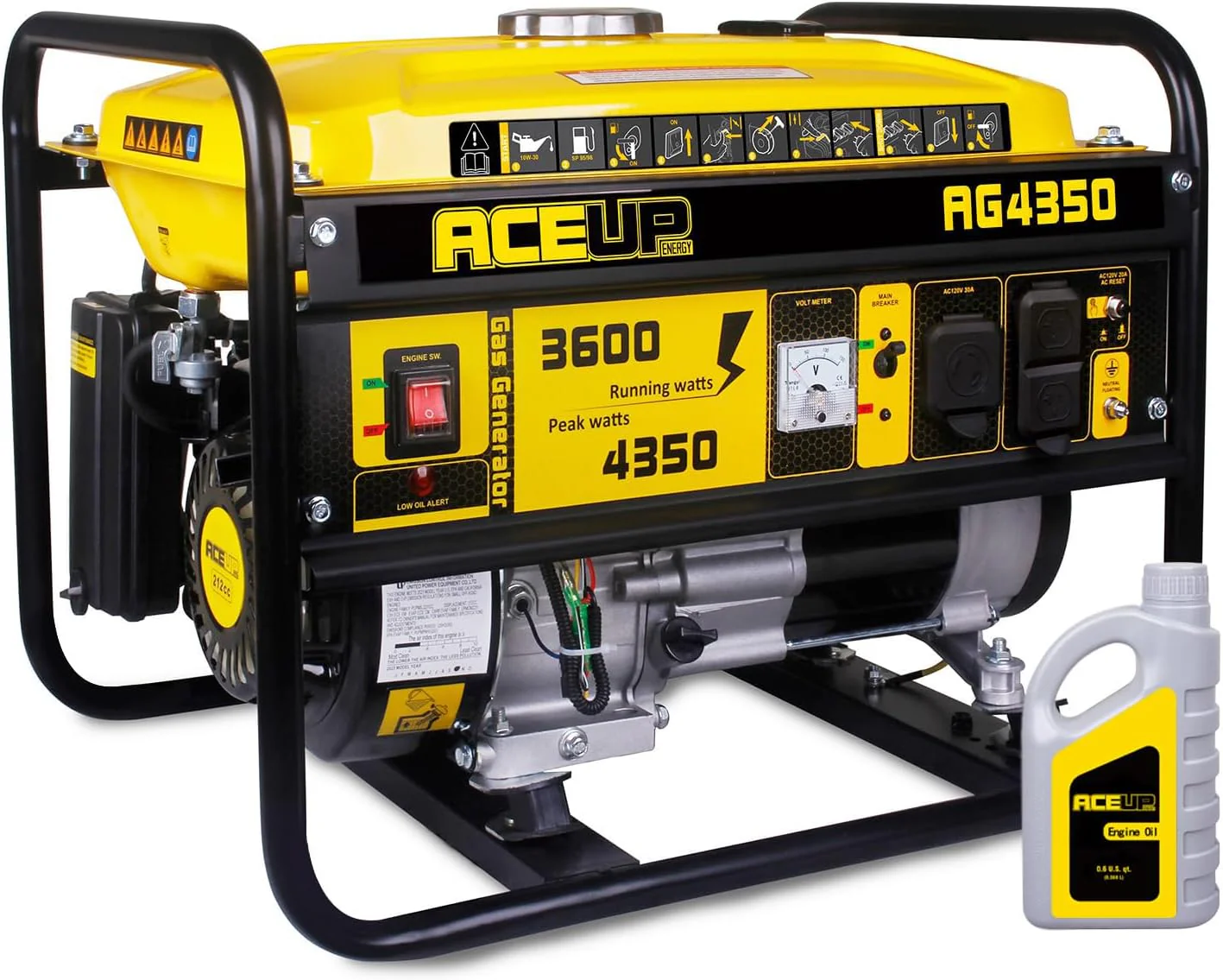 Aceup Energy 4500 Watt Inverter Generator 223CC, Gas Powered Generator for Home Use, Camping, EPA Compliant