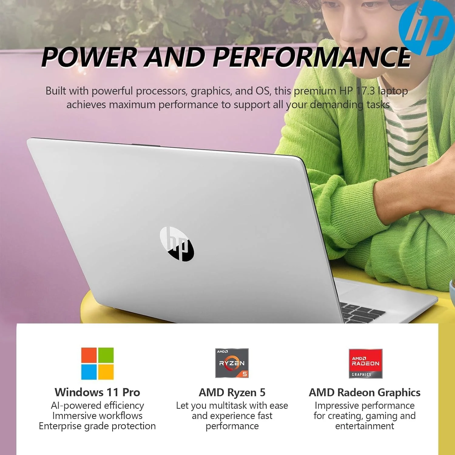 HP 17 Inch Business Laptop 2025 Thanksgiving Limited Edition, 17.3'' FHD IPS Anti-Glare Display, AMD Ryzen 5 7430U (Beats Core i7-1355U), 64GB RAM, 2TB SSD, HDMI, Windows 11 Pro, Wi-Fi 6, WOWPC USB