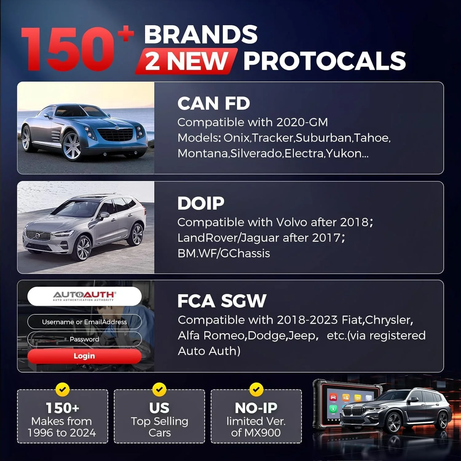 Autel Scanner MaxiCOM MK900: 2025 Same as MK900BT MK900-BT MX900 Bidirectional Diagnostic Tool, 8in Up of MK808S MK808BT Pro MX808S MK808Z, 3K+ Active Tests, 40+ Service, CAN-FD&DOIP, All System, FCA