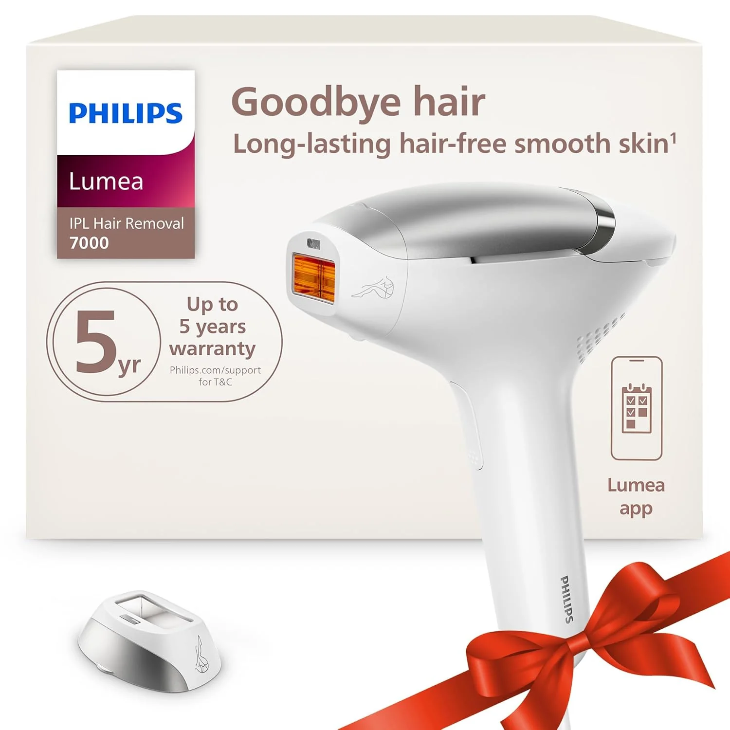 Philips Lumea 7000 Series IPL Hair Removal Device, Permanent Laser Hair Reduction for Women & Men, Easy and Comfortable Use at Home, SenseIQ, Uniquely Curved Attachment for Body, BRI931/03