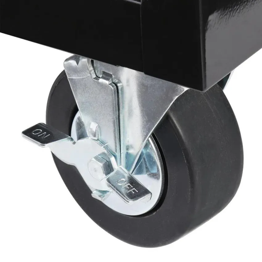 62 in. 14-Drawer Mobile Workbench with Solid Wood Top, Black