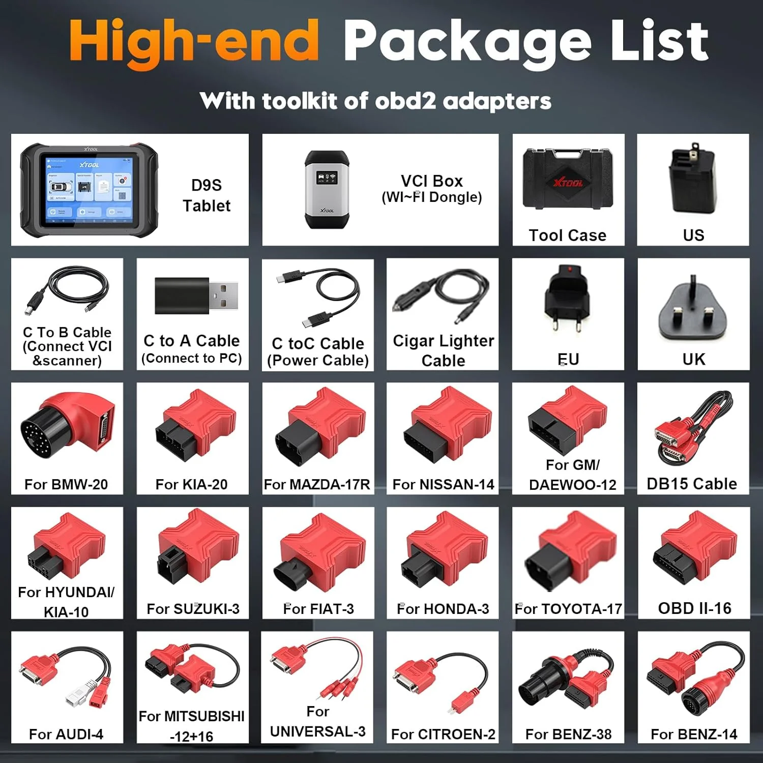 XTOOL D9S Automotive Scanner Diagnostic Tool, 2025 V2.0 Version with FCA AutoAuth, Upgrade of D9, Topology Map, Bidirectional Scan Tool, ECU C0ding, 45+ Resets, DoIP/CAN FD, 3 Years Update