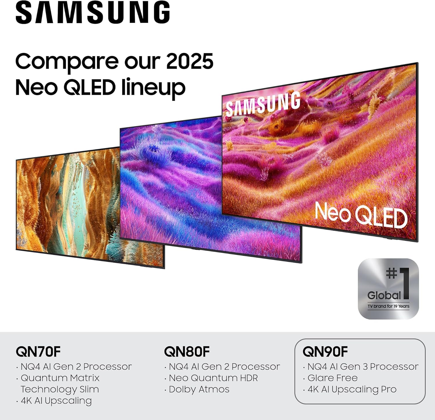 Samsung 43-Inch Class Neo QLED 4K QN90F Series, Vision AI, Mini LED Smart TV (2025 Model, 43QN90F) Neo Quantum HDR+, Object Tracking Sound Lite w/Dolby Atmos, Glare Free, Gaming Hub, Alexa Built-in