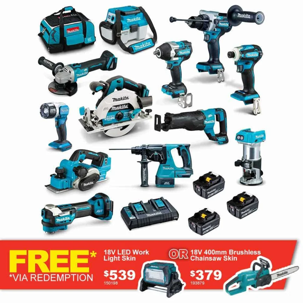 Kit combinato MAKITA 18V Brushless 12 pezzi 3 x 5,0 Ah DLX1202TX1