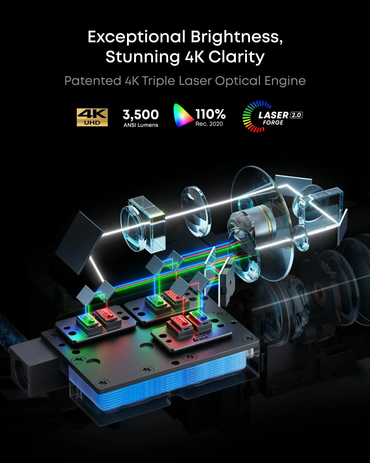 NEBULA X1 Triple Laser 4K Projector, Nebulamaster, 3500 ANSI Lumens, 56000:1 Contrast, 40W Stereo Sound, 0.9-1.5 Optical Zoom, Smart AI, Dolby Vision, 300