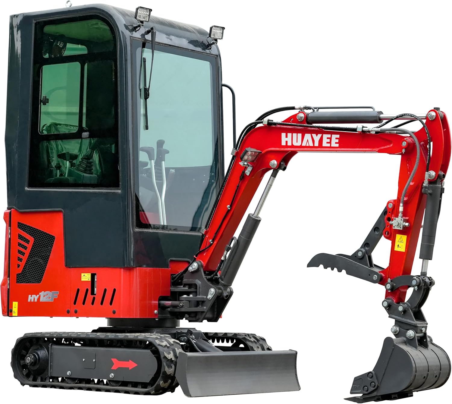 1.4T Mini Excavator with Cab, 13.5HP B&S Engine, Pilot Controls for Construction Landscaping, Includes Mechanical Thumb & Quick Coupler, Side Swing Booml, Includes delivery & unloading services