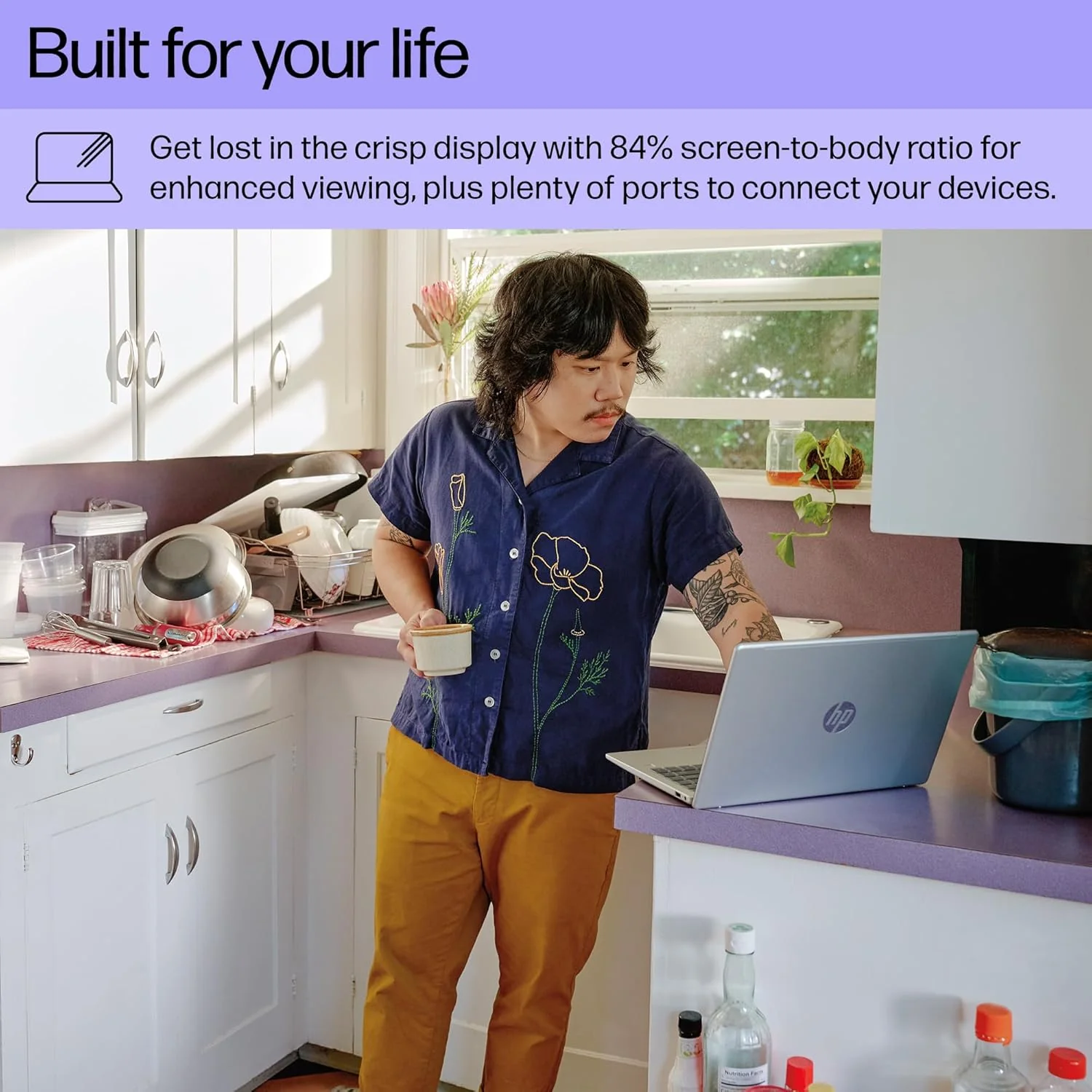 HP 14 inch Laptop, HD Display, Intel Processor N200, 4 GB RAM, 128 GB UFS, Intel UHD Graphics, Windows 11 Home in S Mode, Natural Silver, 14-ep0500nr