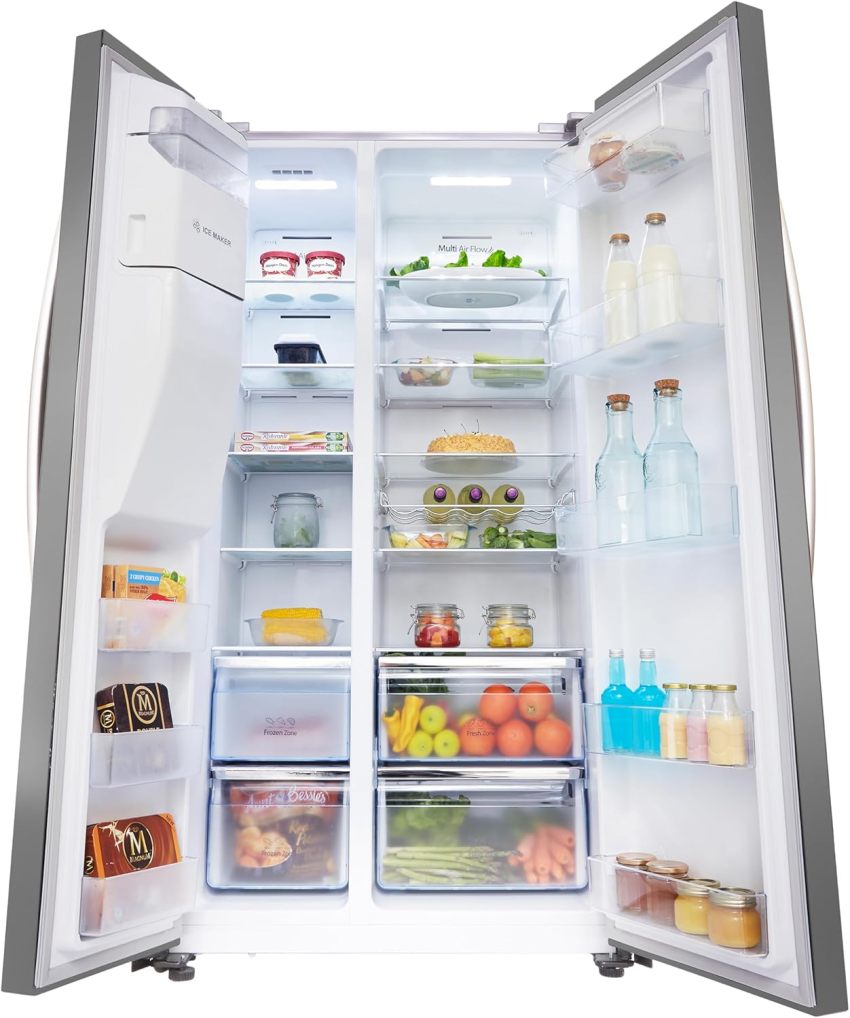 Hisense RS694N4ICE Freestanding American Side-by-Side Fridge Freezer - Total No Frost - Plumbed Water and Ice Dispenser - 562 liters - Stainless Steel - E Rated Energy Class E