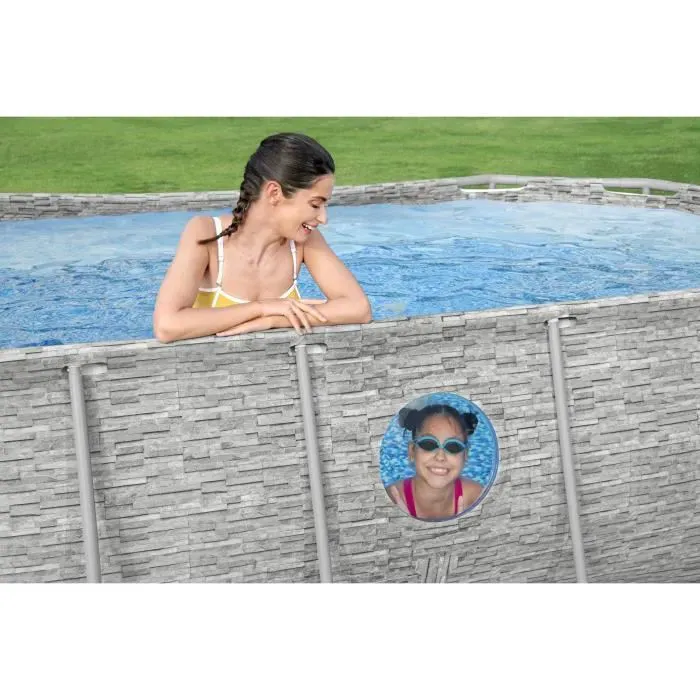Kit Piscine hors sol BESTWAY Power Steel&trade;- 427 x 250 x 100 cm - Ovale (Livr&eacute;e avec filtre &agrave; cartouche, b&acirc;che, &eacute;chelle)