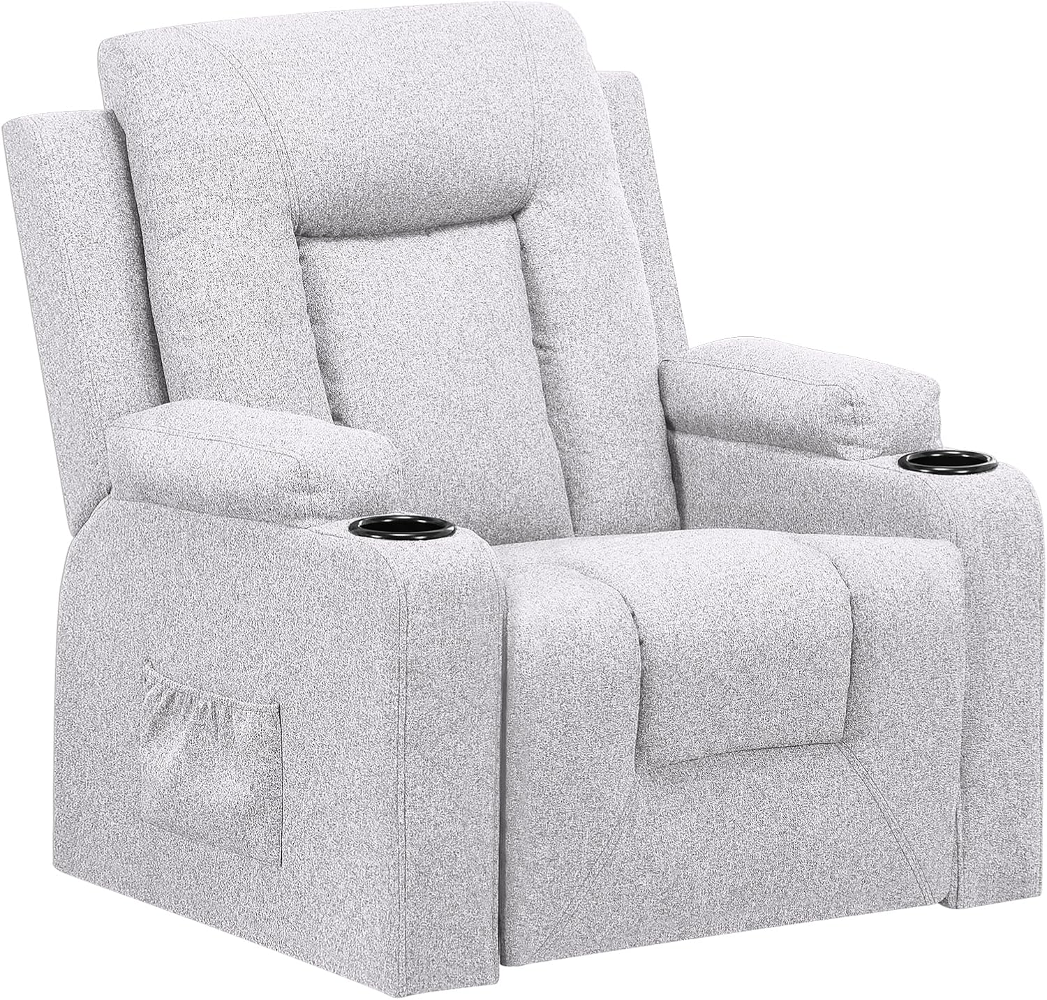 The LUCKRACER relaxation chair features a TV chair with a lounge chair and a footstool, a 360° rotating TV chair for the living room, a rocking chair with a drink rack, and two side pockets in black PU leather