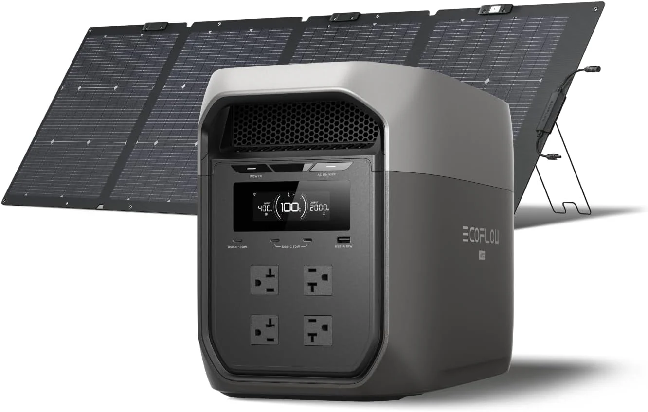 EF ECOFLOW Portable Power Station DELTA 3 MAX with 220W Solar Panel, 3400W X-Boost Output, Ultra-Fast 0-80% Charging in 1.13 Hr, Home Backup & RV Camping