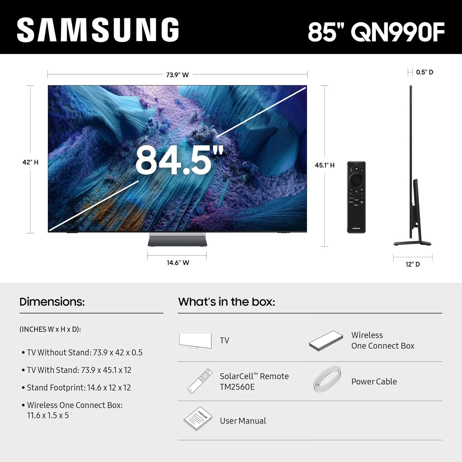 Samsung 85-Inch Class Neo QLED QN990F 8K Mini LED Smart TV (2025 Model) NQ8 AI Gen3 Processor, 8K AI Upscaling Pro, Wireless One Connect, Glare Free, Samsung Vision AI, Alexa Built-in
