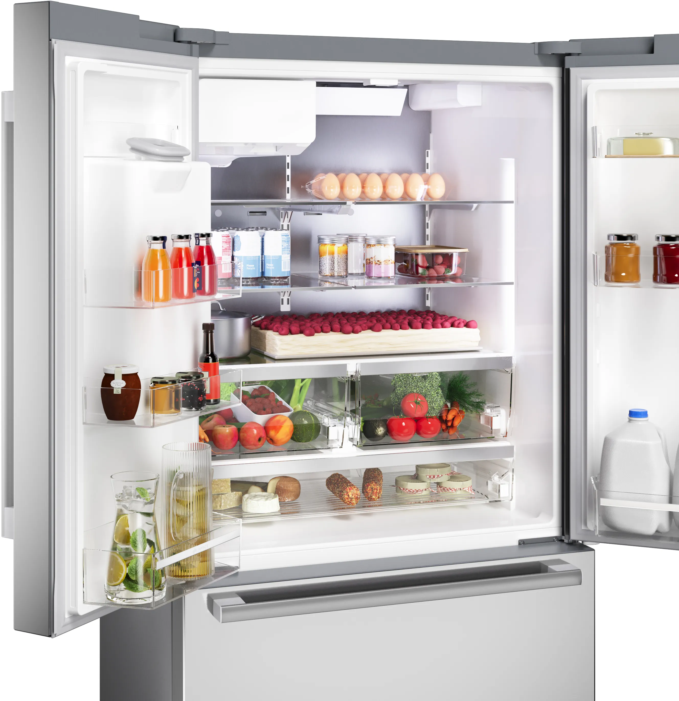 Bosch B36FD52SNS 500 Series French Door Bottom Mount Refrigerator 36'' Stainless steel (with anti-fingerprint), Total No Frost