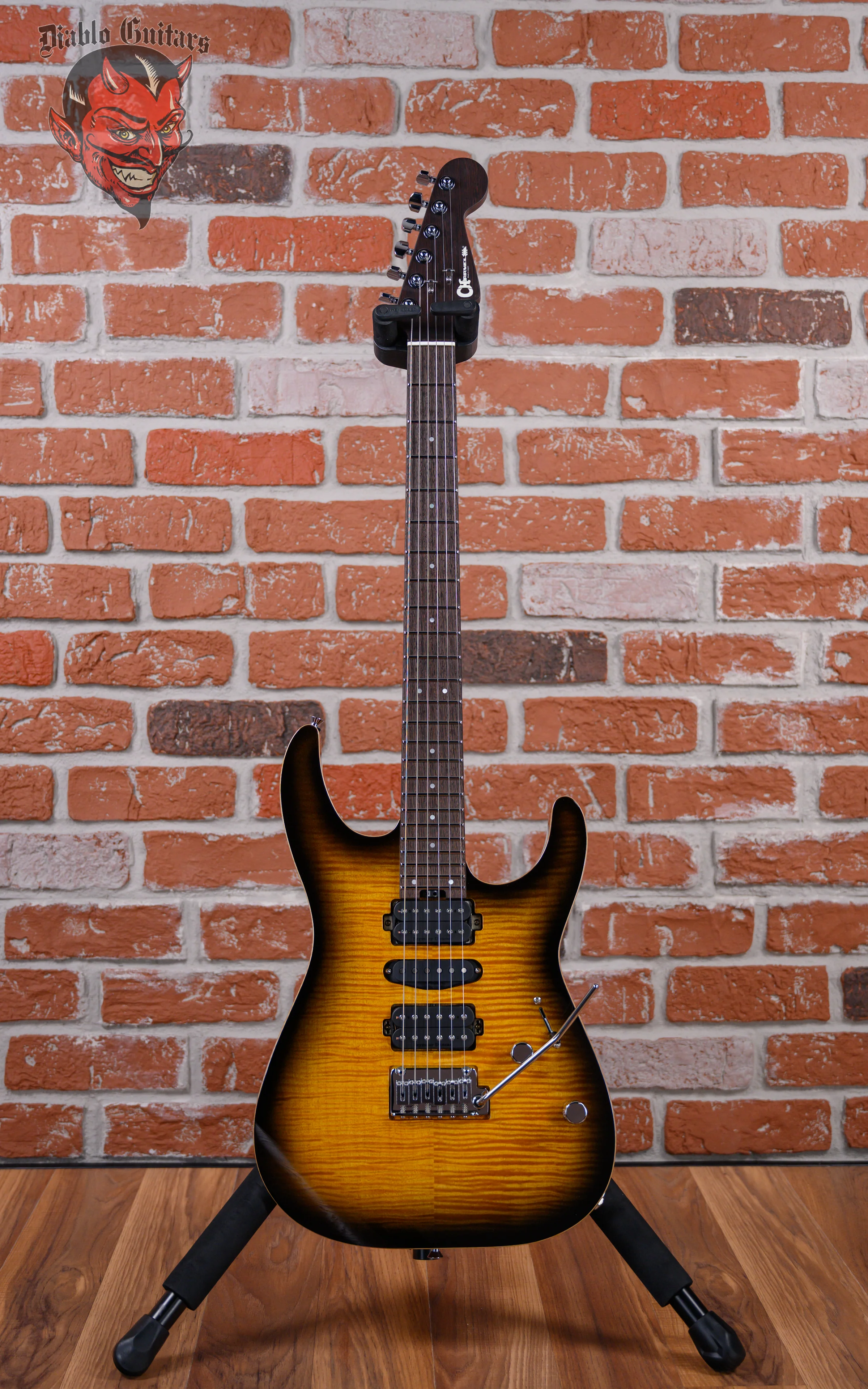 Charvel MJ Dinky DK24 HSH 2PT W MAH FM Flame Maple Top in Antique Burst 2024 w/OSSC