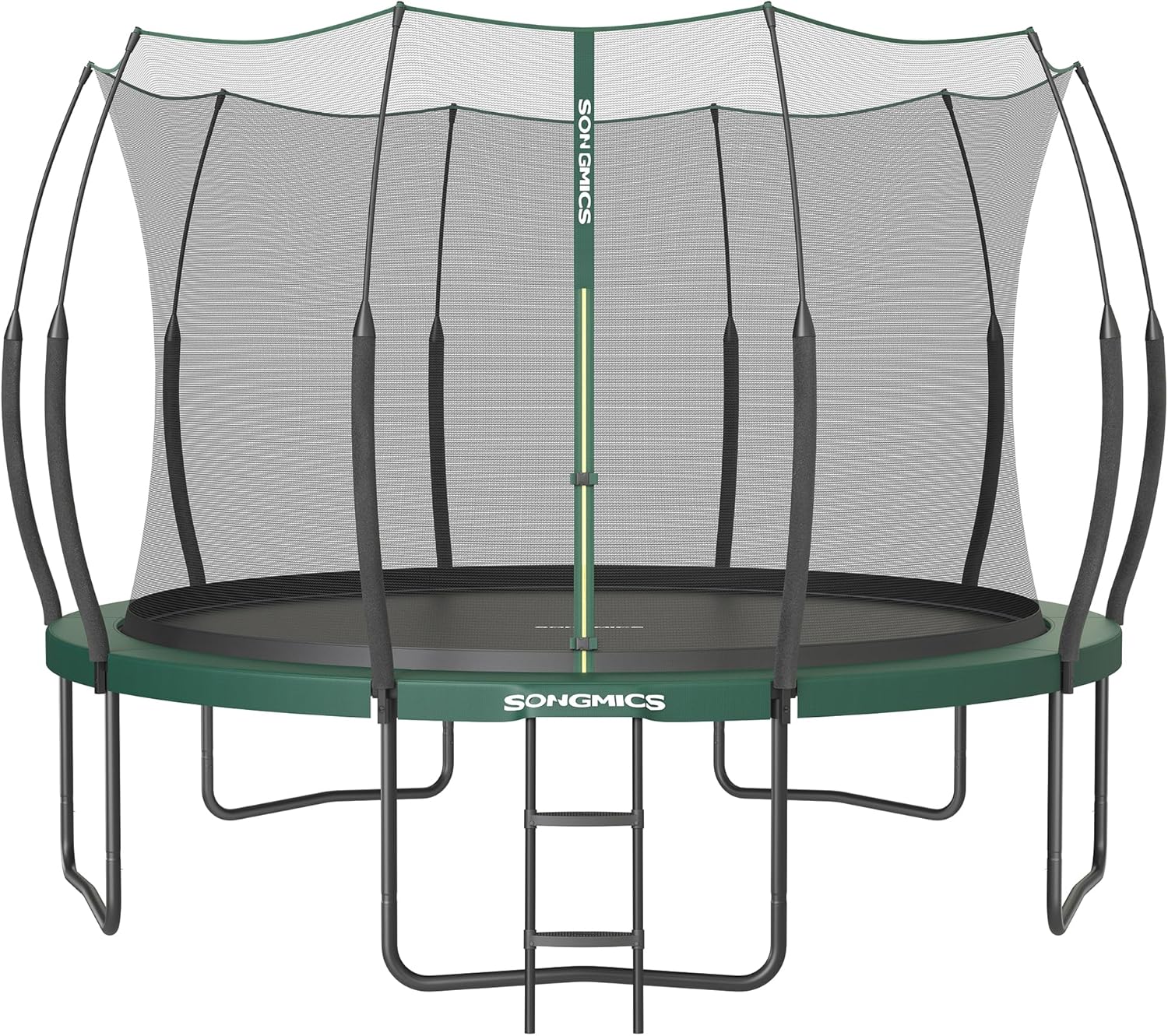 SONGMICS Springless Trampoline Ø 366 cm, Outdoor Trampoline for Children, Elastic Ropes, Safety Net with Zipper, Fiberglass Poles, Safe, Quiet