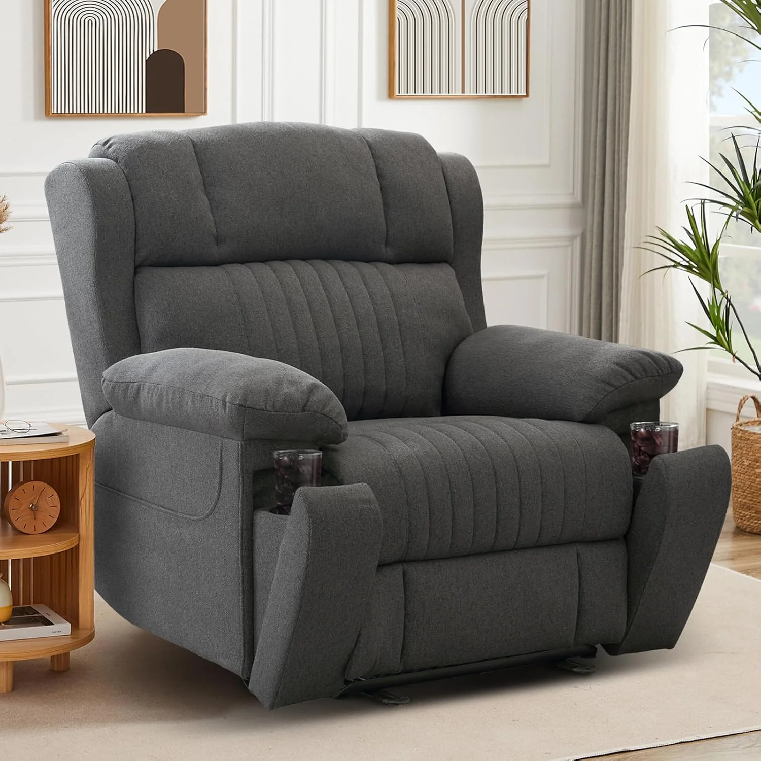 Electric adjustable TV armchair with reclining function, TV armchair with massage and heating functions, C-shaped and USB connector, maximum 160 kilograms (blue)