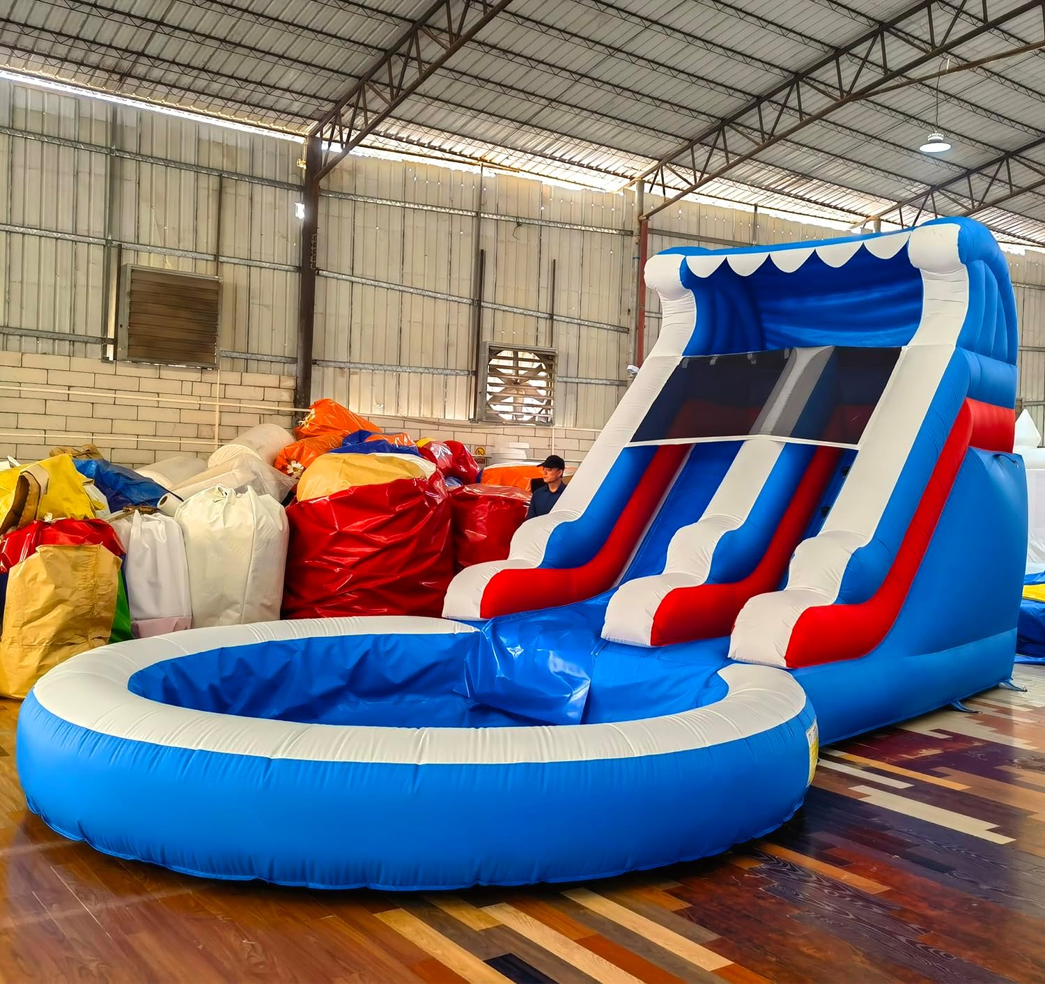 24FT(L) Commercial Grade Water Slide for Kids Adults, (Heavy Duty Full PVC) (Big Airtight Splash Water Pool), (1100w Blower), Inflatable Waterslide for Backyard, Ocean Outdoor Slide Park, 24x13x12ft