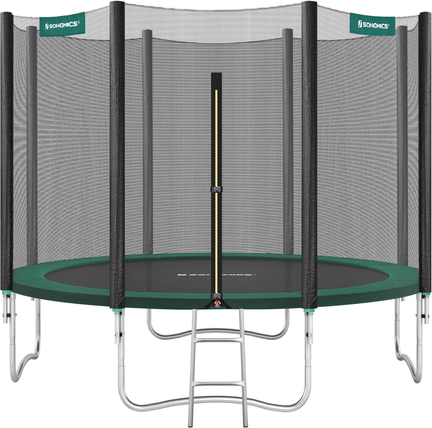 SONGMICS Trampolin Outdoor Ø 366cm, rundes Gartentrampolin mit Randabdeckung, mit Sicherheitsnetz, mit Leiter und gepolsterten Stangen