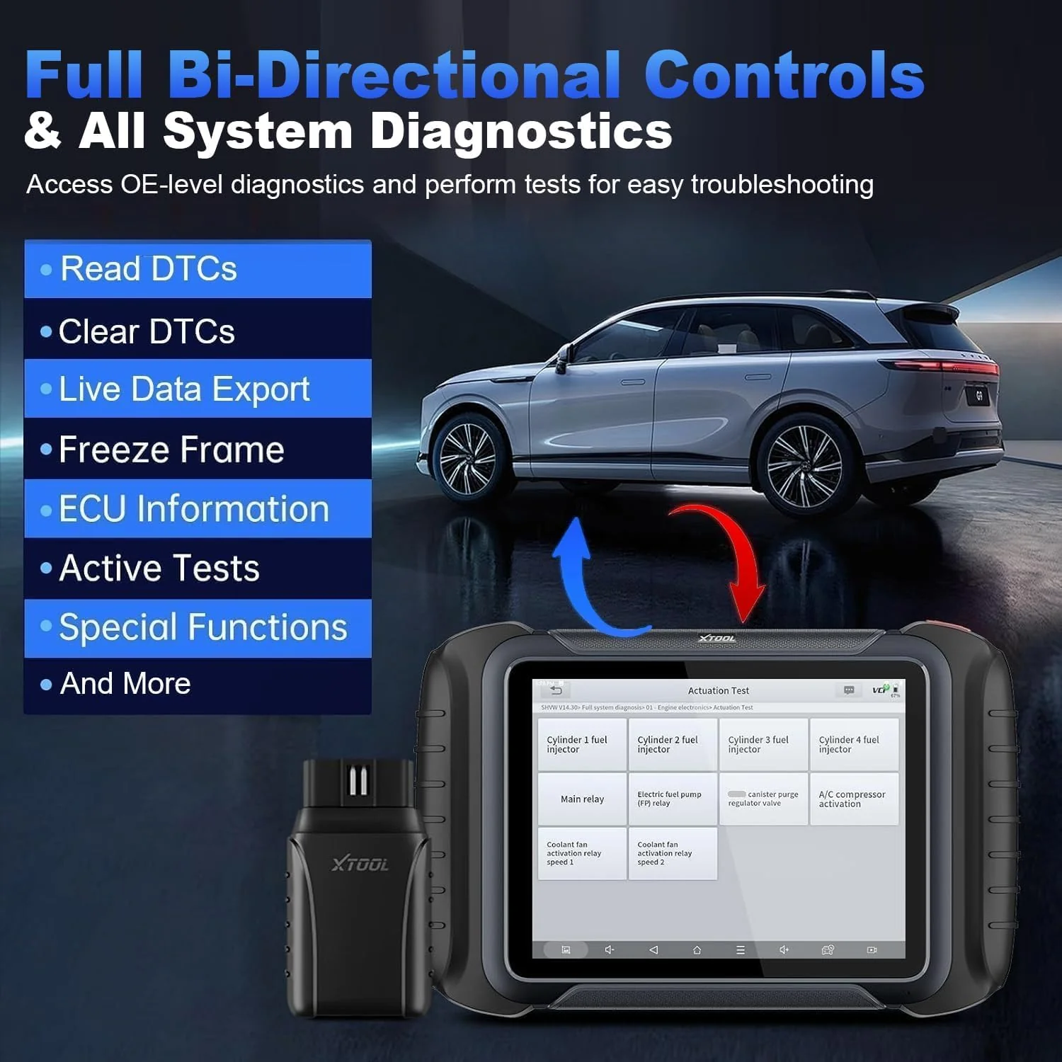 XTOOL D8W OBD2 Scanner Diagnostic Tool Wireless Bidirectional Scan Tool with Topology, ECU C0ding, 42 Reset, Active Tests, Crankshaft Relearn, All System PMI, CANFD/DoIP FCA, 3-Yr Update