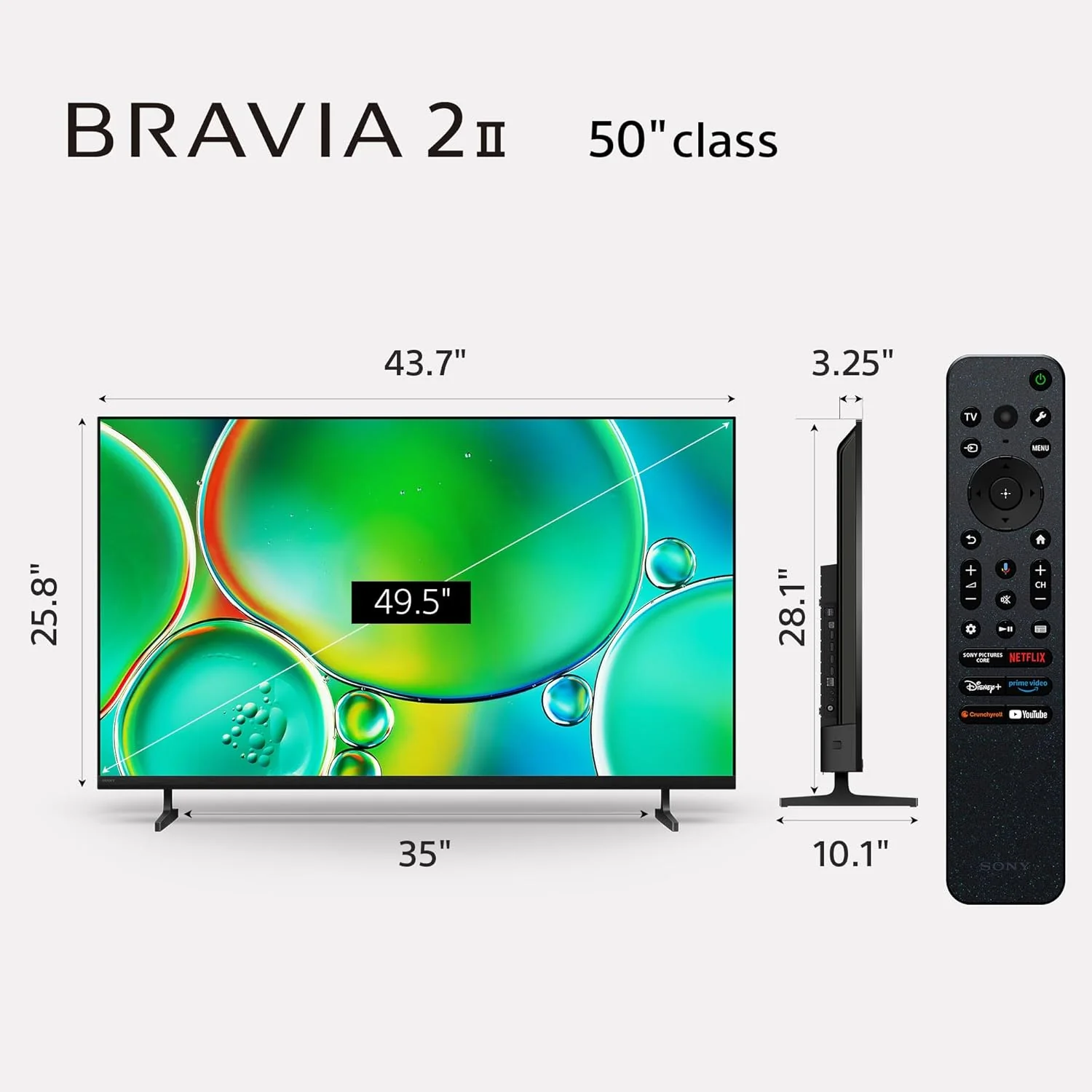 Sony BRAVIA 2 II 50 Inch 4K Ultra HD LED Smart TV with Google TV and Exclusive Features for PlayStation®5 (K-50S20M2), 2025 Model
