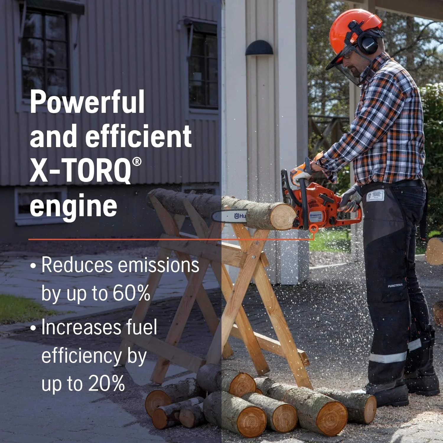 Husqvarna 120 Mark III Gas Chainsaw, 38-cc, 2-Cycle X-Torq Engine, 16 Inch Chainsaw with Automatic Oiler, For Wood Cutting and Tree Pruning