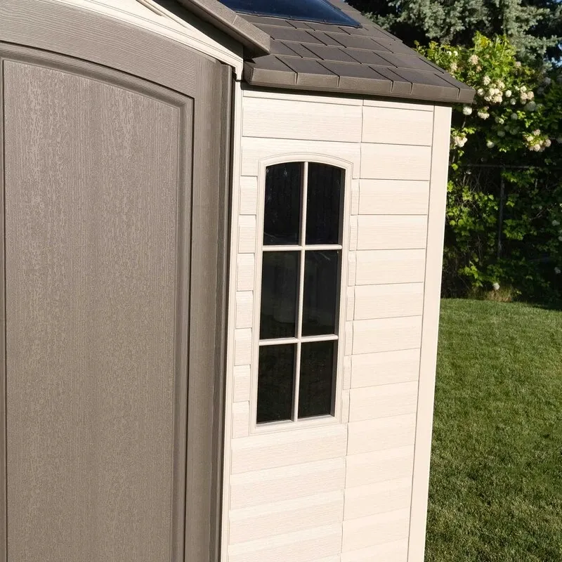 Side 10' wide x 8' deep plastic storage shed