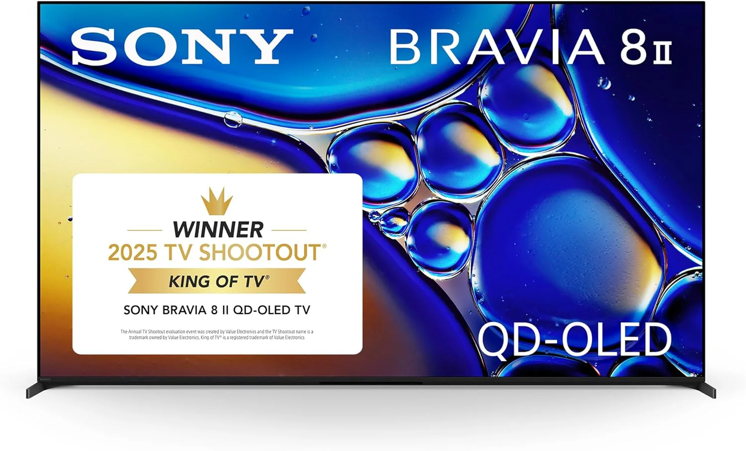 Sony BRAVIA 8 II 55 Inch TV, QD OLED, 4K Smart Google TV, XR Processor with AI Technology, Ultra Slim Design, 120hz Television, Dolby Vision/Atmos, Exclusive Features for PS5, K-55XR80M2, 2025 Model