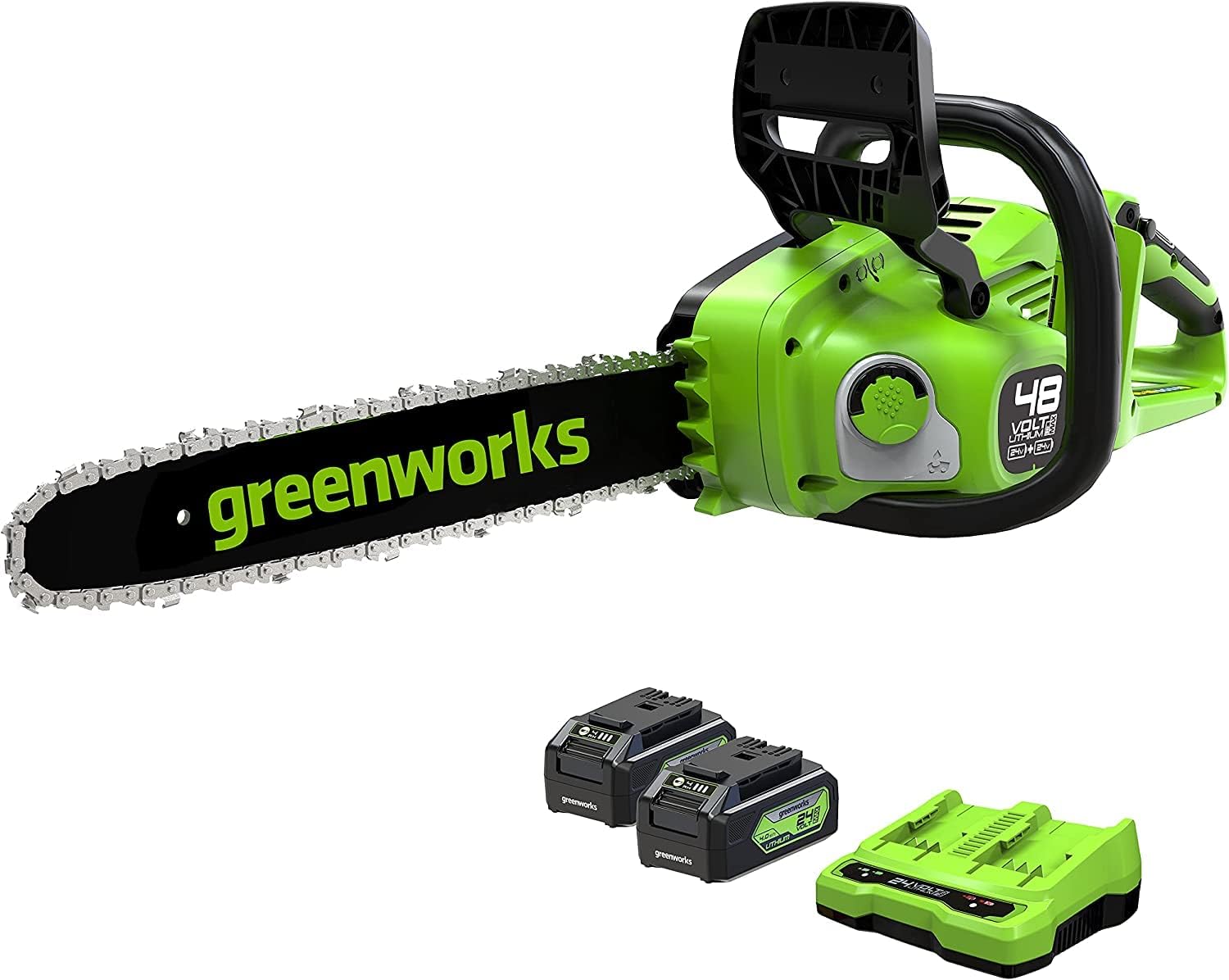 Greenworks 48 V (2 x 24 V) Battery Chainsaw with Brushless Motor   GD24X2CS36K4X