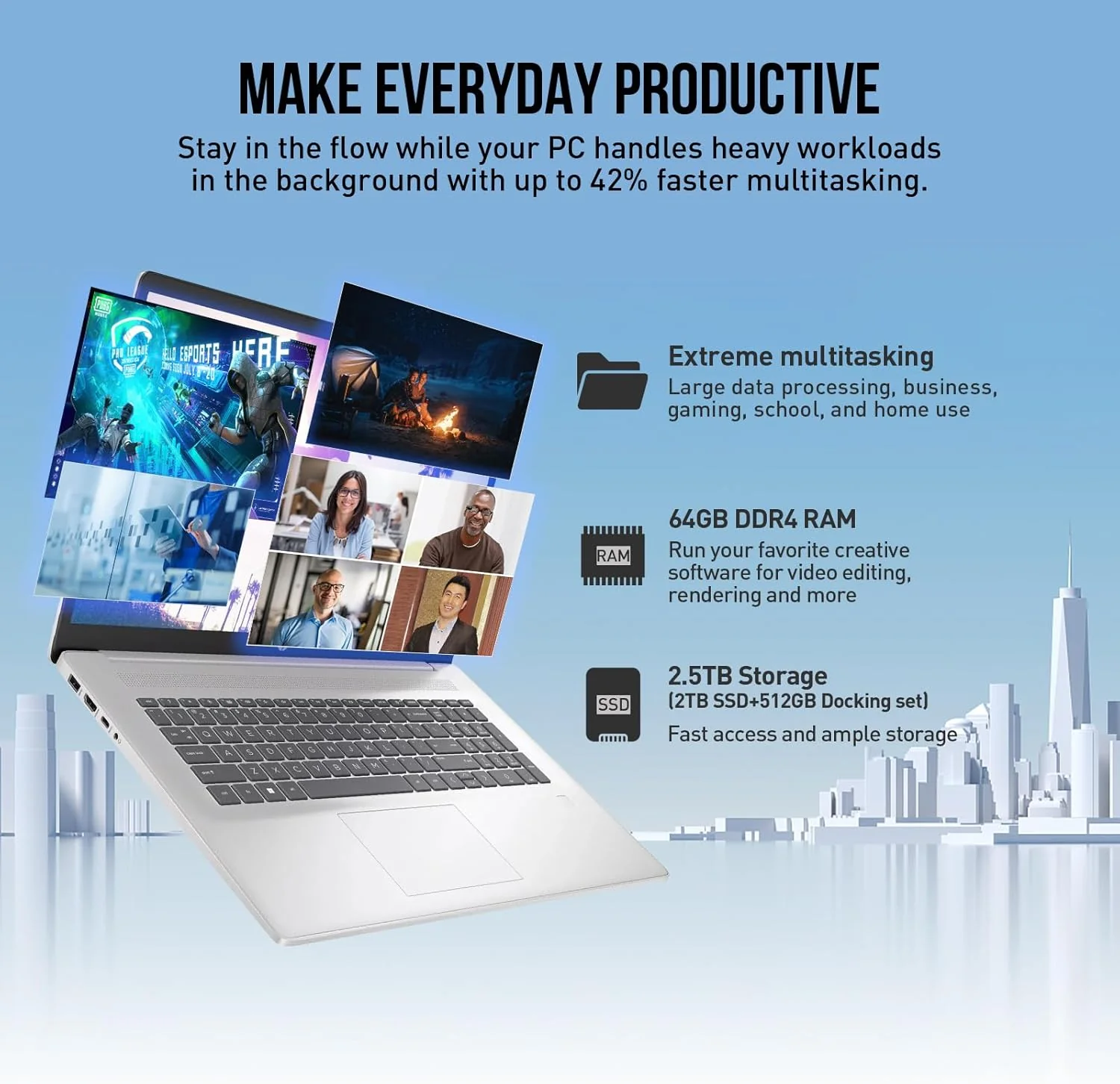 HP 17 Inch Laptop Touchscreen Computer, 17.3