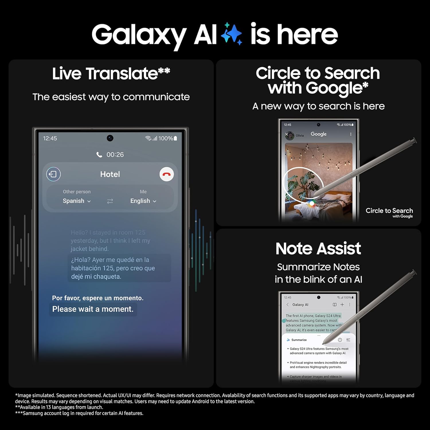 Samsung Galaxy S24 Ultra, AI Android Smartphone, 12GB RAM, 512GB Storage, 200MP Camera, S Pen, Long Battery Life, Titanium Black, 3 Year Manufacturer Extended Warranty