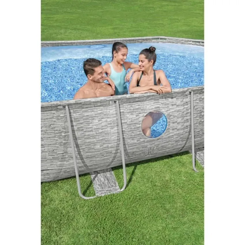 Kit Piscine hors sol BESTWAY - Power Steel&trade;- 488 x 305 x 107 cm - Ovale (Livr&eacute;e avec filtre &agrave; sable, b&acirc;che, &eacute;chelle)